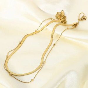 14K Gold Plated Stainless Steel Necklace set (2 pieces)